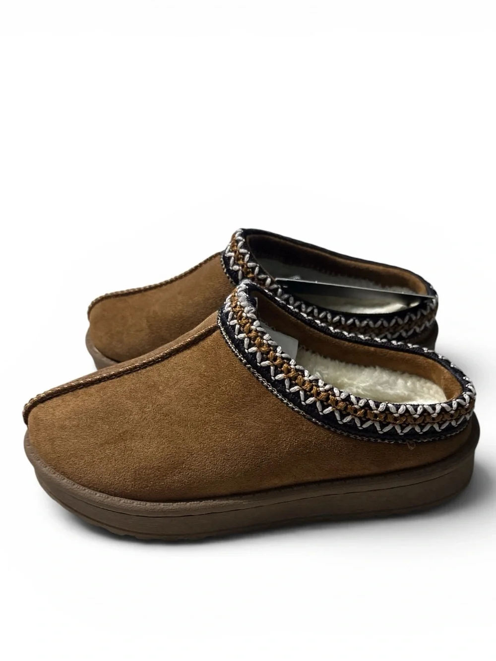 White Mountain Kids Tan Brown Braided-Trim Slip-On Slippers